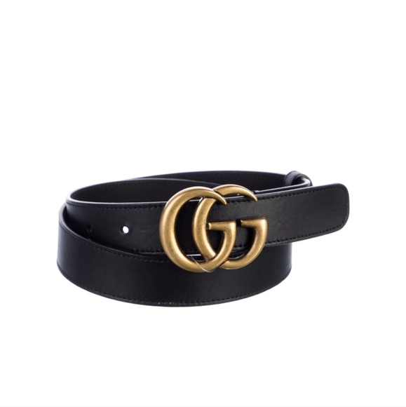 Gucci Black Belt with Gold Buckle - 41 inches